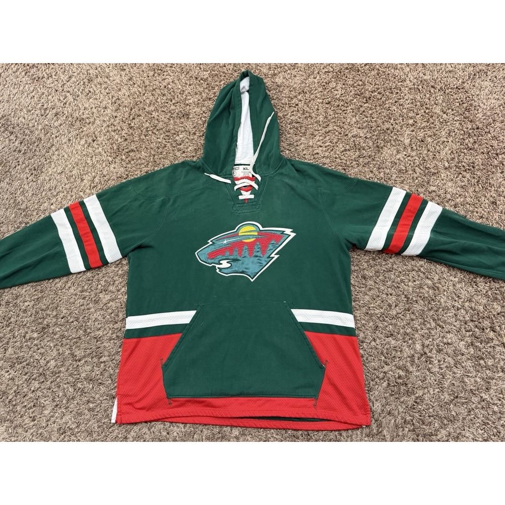 CCM NHL Minnesota Wild Men's Embroidered Lacer Hooded Sweatshirt Men Size XL